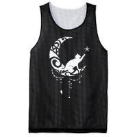 Crescent Moon Cat Star Mystical Celestial Women Girl Mesh Reversible Basketball Jersey Tank