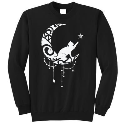 Crescent Moon Cat Star Mystical Celestial Women Girl Tall Sweatshirt