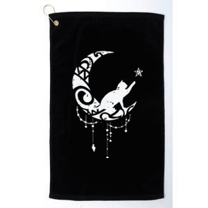 Crescent Moon Cat Star Mystical Celestial Women Girl Platinum Collection Golf Towel