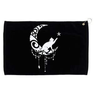 Crescent Moon Cat Star Mystical Celestial Women Girl Grommeted Golf Towel