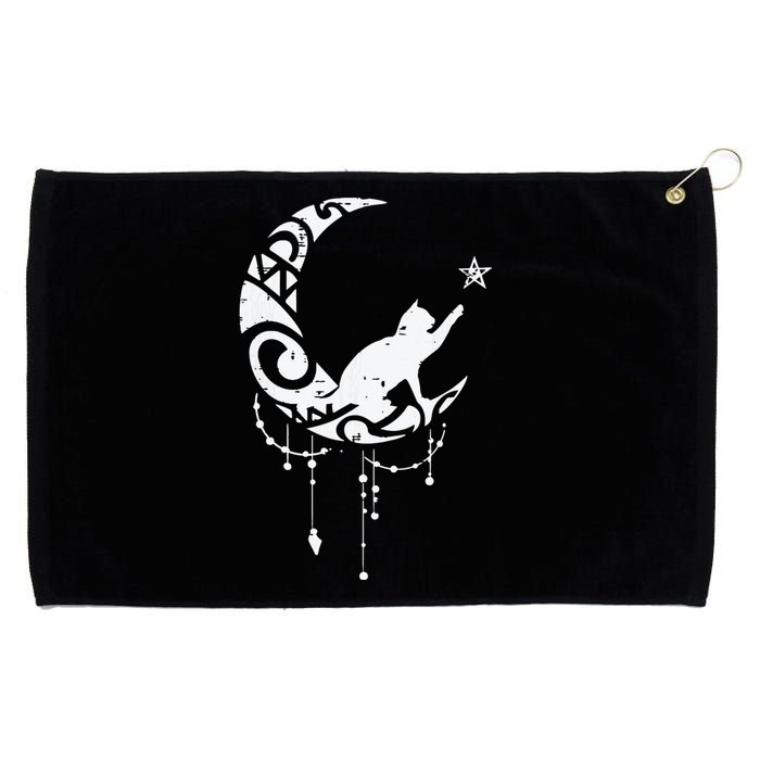 Crescent Moon Cat Star Mystical Celestial Women Girl Grommeted Golf Towel