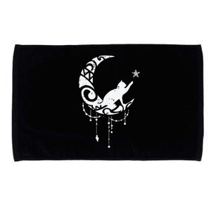 Crescent Moon Cat Star Mystical Celestial Women Girl Microfiber Hand Towel