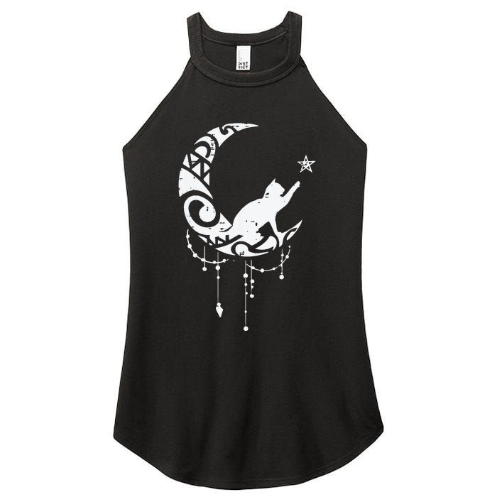 Crescent Moon Cat Star Mystical Celestial Women Girl Women's Perfect Tri Rocker Tank