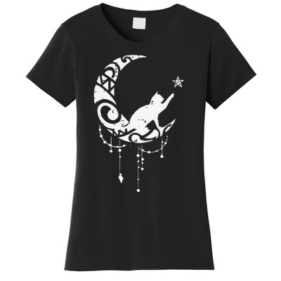 Crescent Moon Cat Star Mystical Celestial Women Girl Women's T-Shirt