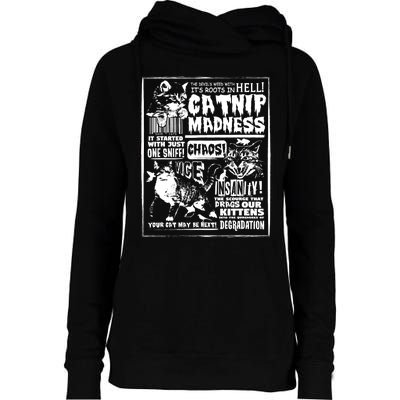 Catnip Madness Cute Kitten Cat Lover Gift For Cat Owners Womens Funnel Neck Pullover Hood