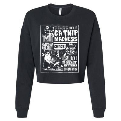 Catnip Madness Cute Kitten Cat Lover Gift For Cat Owners Cropped Pullover Crew