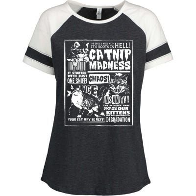 Catnip Madness Cute Kitten Cat Lover Gift For Cat Owners Enza Ladies Jersey Colorblock Tee