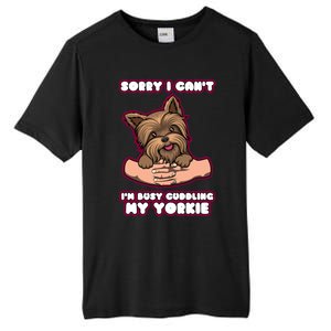 Cuddling My Cute Yorkie Funny Yorkshire Terrier Great Gift Tall Fusion ChromaSoft Performance T-Shirt