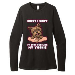 Cuddling My Cute Yorkie Funny Yorkshire Terrier Great Gift Womens CVC Long Sleeve Shirt