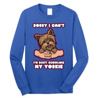 Cuddling My Cute Yorkie Funny Yorkshire Terrier Great Gift Long Sleeve Shirt