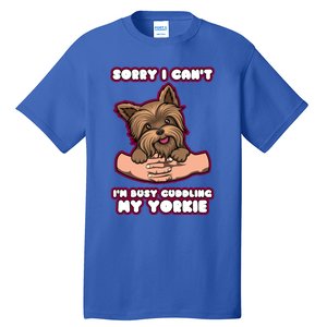 Cuddling My Cute Yorkie Funny Yorkshire Terrier Great Gift Tall T-Shirt