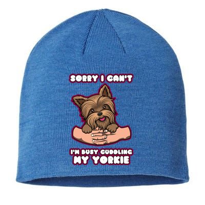 Cuddling My Cute Yorkie Funny Yorkshire Terrier Great Gift Sustainable Beanie