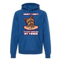 Cuddling My Cute Yorkie Funny Yorkshire Terrier Great Gift Premium Hoodie