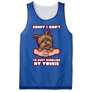 Cuddling My Cute Yorkie Funny Yorkshire Terrier Great Gift Mesh Reversible Basketball Jersey Tank