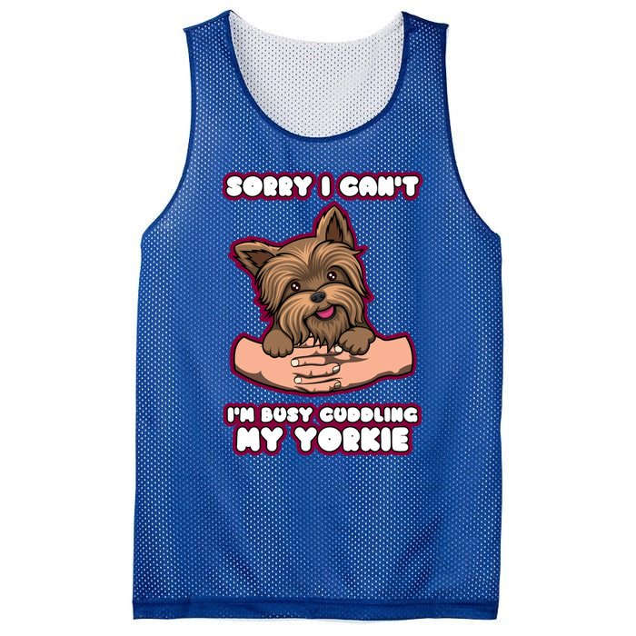 Cuddling My Cute Yorkie Funny Yorkshire Terrier Great Gift Mesh Reversible Basketball Jersey Tank