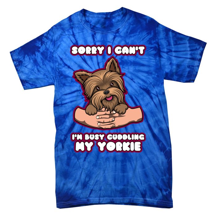 Cuddling My Cute Yorkie Funny Yorkshire Terrier Great Gift Tie-Dye T-Shirt