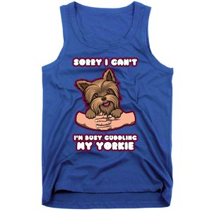 Cuddling My Cute Yorkie Funny Yorkshire Terrier Great Gift Tank Top