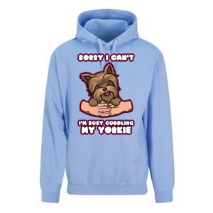 Cuddling My Cute Yorkie Funny Yorkshire Terrier Great Gift Unisex Surf Hoodie