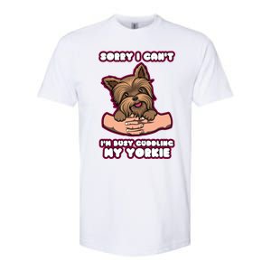 Cuddling My Cute Yorkie Funny Yorkshire Terrier Great Gift Softstyle CVC T-Shirt