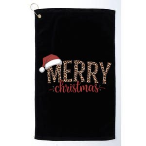 Cute Merry Christmas Leopard Santa Hat Print Xmas Pajamas Gift Platinum Collection Golf Towel