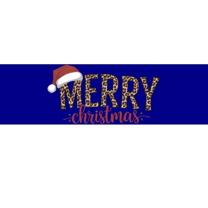 Cute Merry Christmas Leopard Santa Hat Print Xmas Pajamas Gift Bumper Sticker