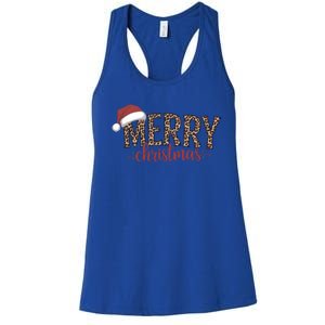 Cute Merry Christmas Leopard Santa Hat Print Xmas Pajamas Gift Women's Racerback Tank