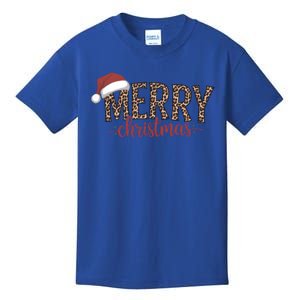 Cute Merry Christmas Leopard Santa Hat Print Xmas Pajamas Gift Kids T-Shirt