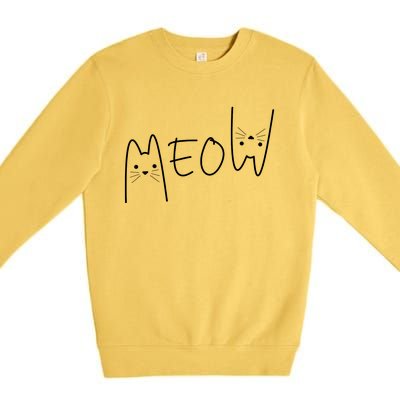 Cute Meow Cats Funny Feline Kitten Cat Premium Crewneck Sweatshirt