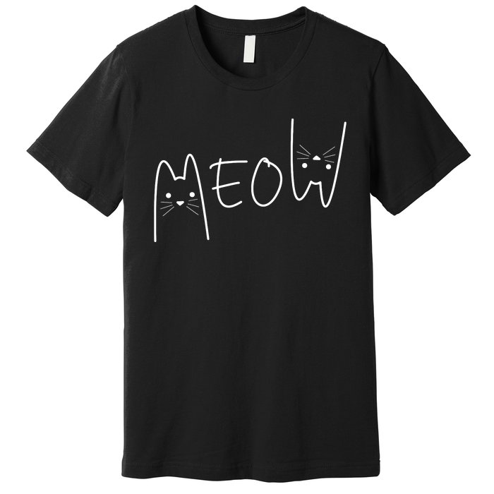 Cute Meow Cats Funny Feline Kitten Cat Premium T-Shirt