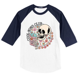 Cool Moms Club Funny Coffee Skeleton Mama Mom Mothers Day Baseball Sleeve Shirt