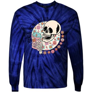 Cool Moms Club Funny Coffee Skeleton Mama Mom Mothers Day Tie-Dye Long Sleeve Shirt