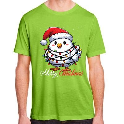 Chicken Merry Christmas Lights Santa Hat Xmas Snow Long Sleeve Adult ChromaSoft Performance T-Shirt