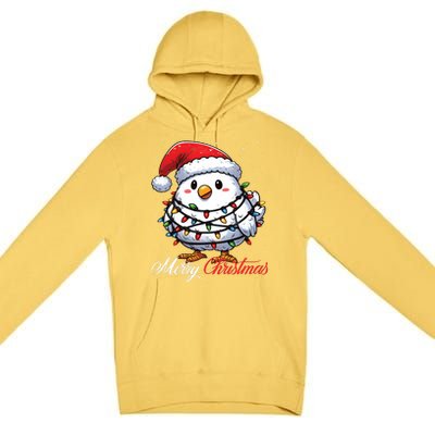 Chicken Merry Christmas Lights Santa Hat Xmas Snow Long Sleeve Premium Pullover Hoodie