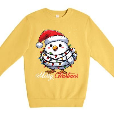 Chicken Merry Christmas Lights Santa Hat Xmas Snow Long Sleeve Premium Crewneck Sweatshirt