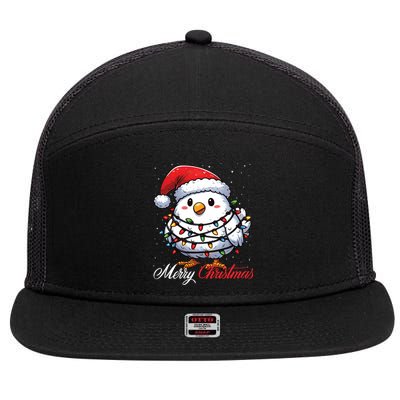 Chicken Merry Christmas Lights Santa Hat Xmas Snow Long Sleeve 7 Panel Mesh Trucker Snapback Hat