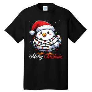 Chicken Merry Christmas Lights Santa Hat Xmas Snow Long Sleeve Tall T-Shirt