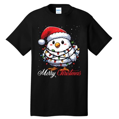 Chicken Merry Christmas Lights Santa Hat Xmas Snow Long Sleeve Tall T-Shirt