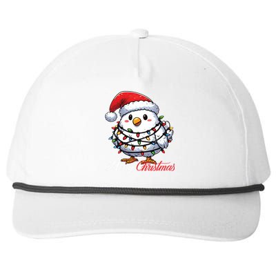 Chicken Merry Christmas Lights Santa Hat Xmas Snow Long Sleeve Snapback Five-Panel Rope Hat