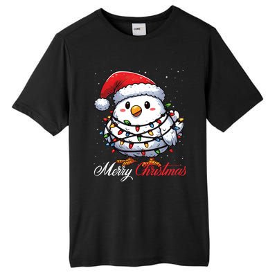 Chicken Merry Christmas Lights Santa Hat Xmas Snow Long Sleeve Tall Fusion ChromaSoft Performance T-Shirt