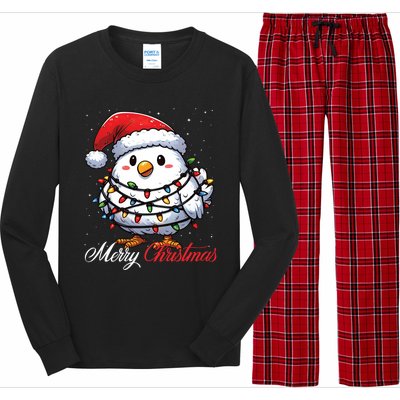 Chicken Merry Christmas Lights Santa Hat Xmas Snow Long Sleeve Long Sleeve Pajama Set