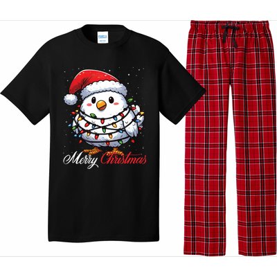 Chicken Merry Christmas Lights Santa Hat Xmas Snow Long Sleeve Pajama Set