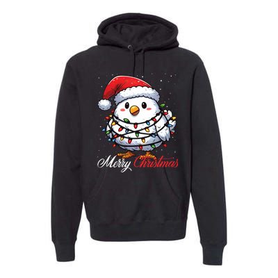 Chicken Merry Christmas Lights Santa Hat Xmas Snow Long Sleeve Premium Hoodie