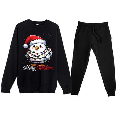 Chicken Merry Christmas Lights Santa Hat Xmas Snow Long Sleeve Premium Crewneck Sweatsuit Set