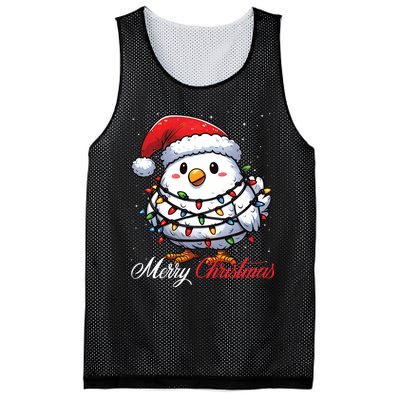 Chicken Merry Christmas Lights Santa Hat Xmas Snow Long Sleeve Mesh Reversible Basketball Jersey Tank