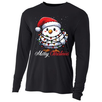 Chicken Merry Christmas Lights Santa Hat Xmas Snow Long Sleeve Cooling Performance Long Sleeve Crew