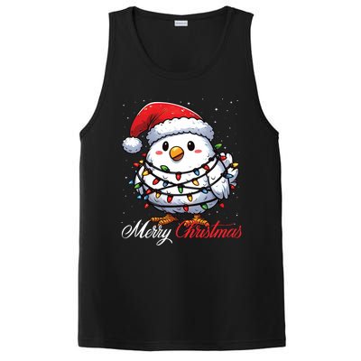 Chicken Merry Christmas Lights Santa Hat Xmas Snow Long Sleeve PosiCharge Competitor Tank