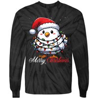 Chicken Merry Christmas Lights Santa Hat Xmas Snow Long Sleeve Tie-Dye Long Sleeve Shirt