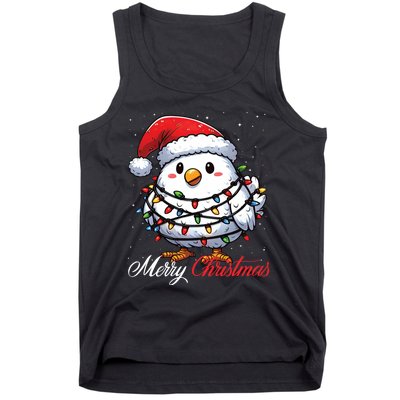 Chicken Merry Christmas Lights Santa Hat Xmas Snow Long Sleeve Tank Top