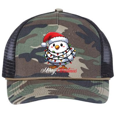 Chicken Merry Christmas Lights Santa Hat Xmas Snow Long Sleeve Retro Rope Trucker Hat Cap