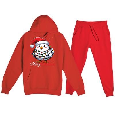 Chicken Merry Christmas Lights Santa Hat Xmas Snow Long Sleeve Premium Hooded Sweatsuit Set